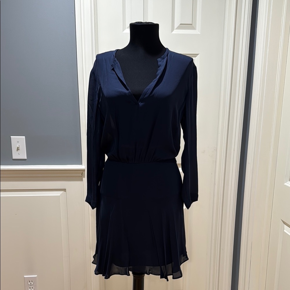A.L.C. Blue Long Sleeve Wrap Dress with V-Neck